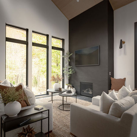 modern home with black fireplace