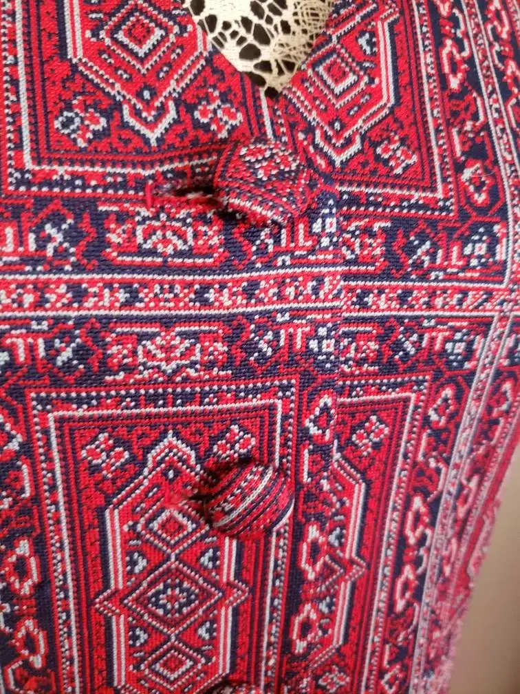 Thumbnail: Vintage 60s Red White and Blue Bandana Woven Mini Scooter Dress S M