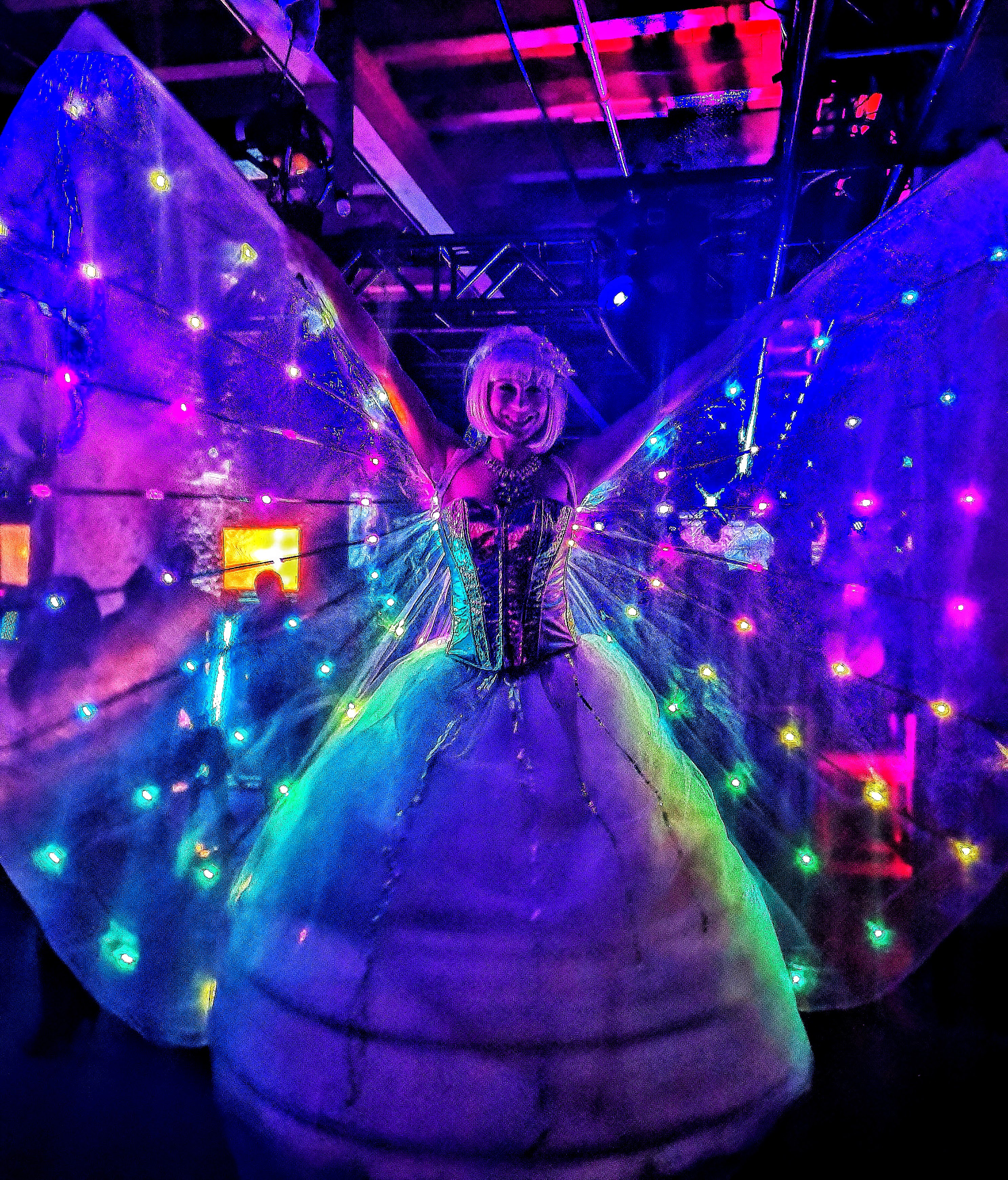 Echassière et Ailes Lumineuses Blanc Argent