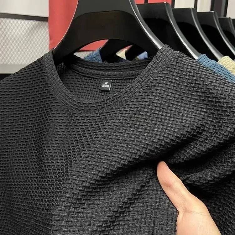 Thumbnail: Men's Short Sleeve Mesh Bamboo Ice Silk T-shirt Casual Versatile Summer Elastic 