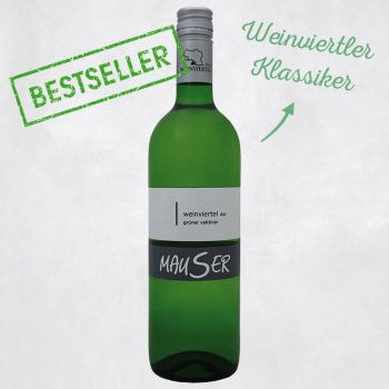 Weisswein vom Weingut Mauser aus dem südlichen Weinviertel in Österreich, grüner Veltliner, Jahrgang 2024, 0.75 Liter