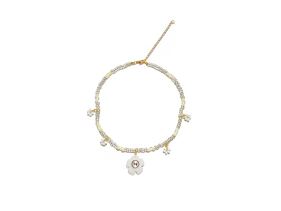 Thumbnail: Beadi fava necklace x choker in white pearl (2pc)