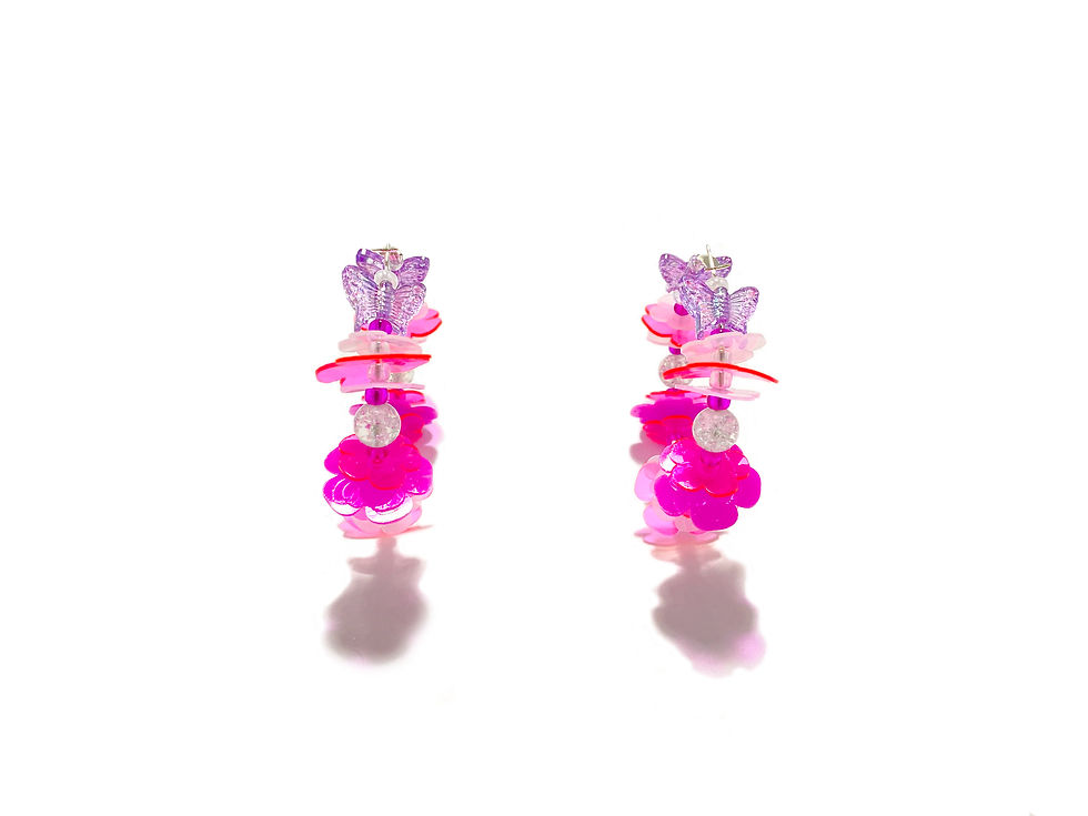 Thumbnail: Fava bubble loop earring in pink
