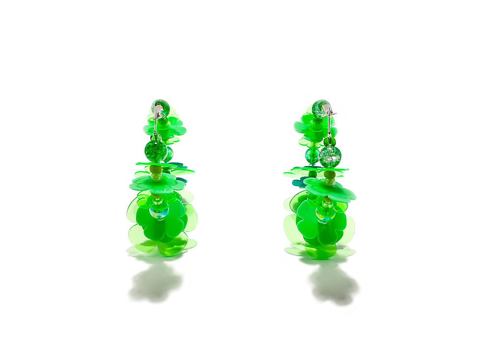 Thumbnail: Fava bubble loop earring in green