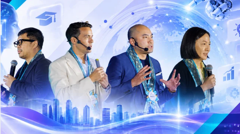 From left to right: Mr. Sherwin Pelayo, Mr. Chris Jordan, Mr. Peter Au, and Ms. Charibeth Cheng — the voices behind the AI conversations at NSPM 2026.