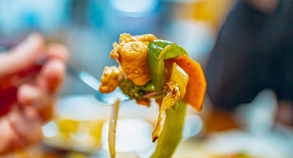 Hot noodles with roasted veggies.