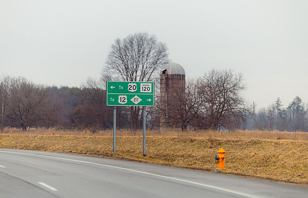 A view getting off the toll road, looking towards the sign that points toward Elkhart, from South Bend.
