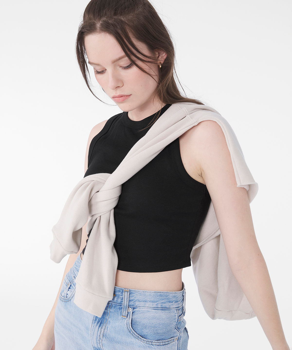 Womens micro rib muscle crop tank