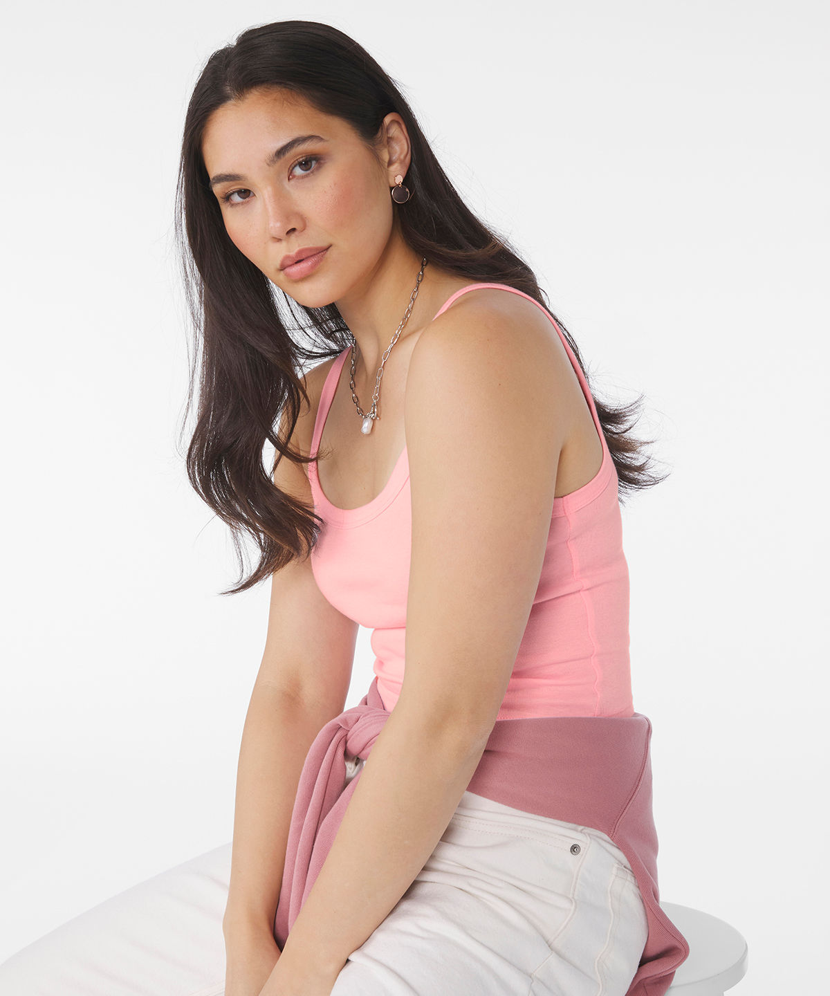 Womens micro rib spaghetti strap tank