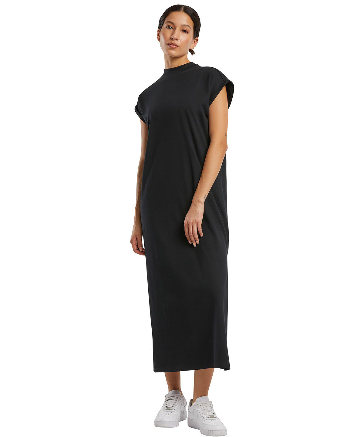 Womens long extended shoulder dress
