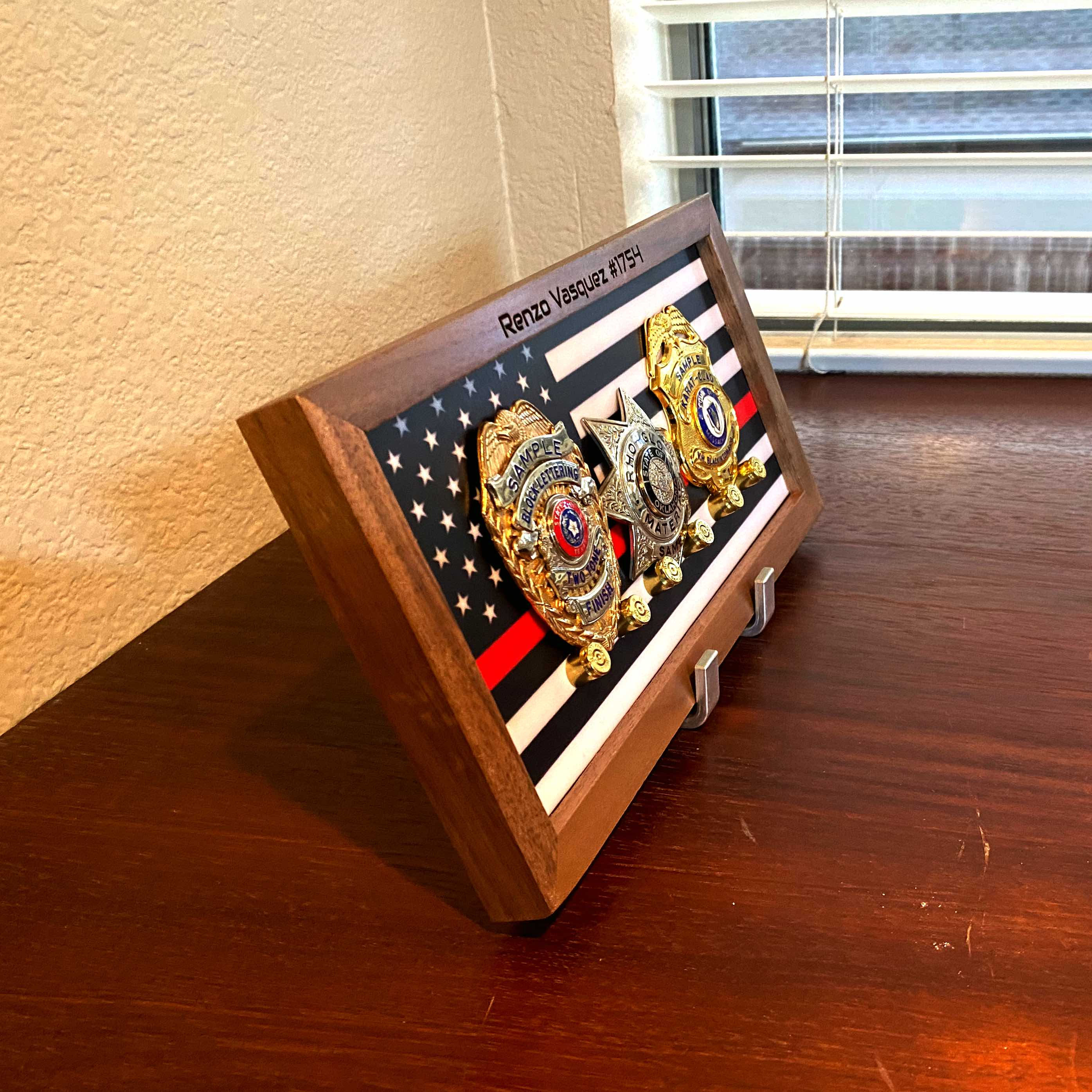 Fireman - 3 Badge Display (Engrave-able)