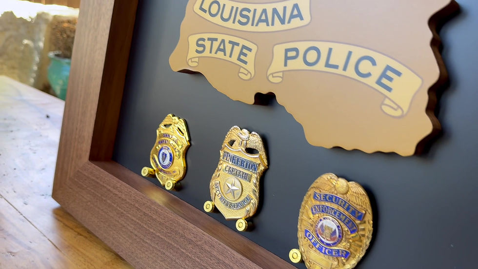 Thumbnail: State Police Flag Badge Display (with custom marquetry)