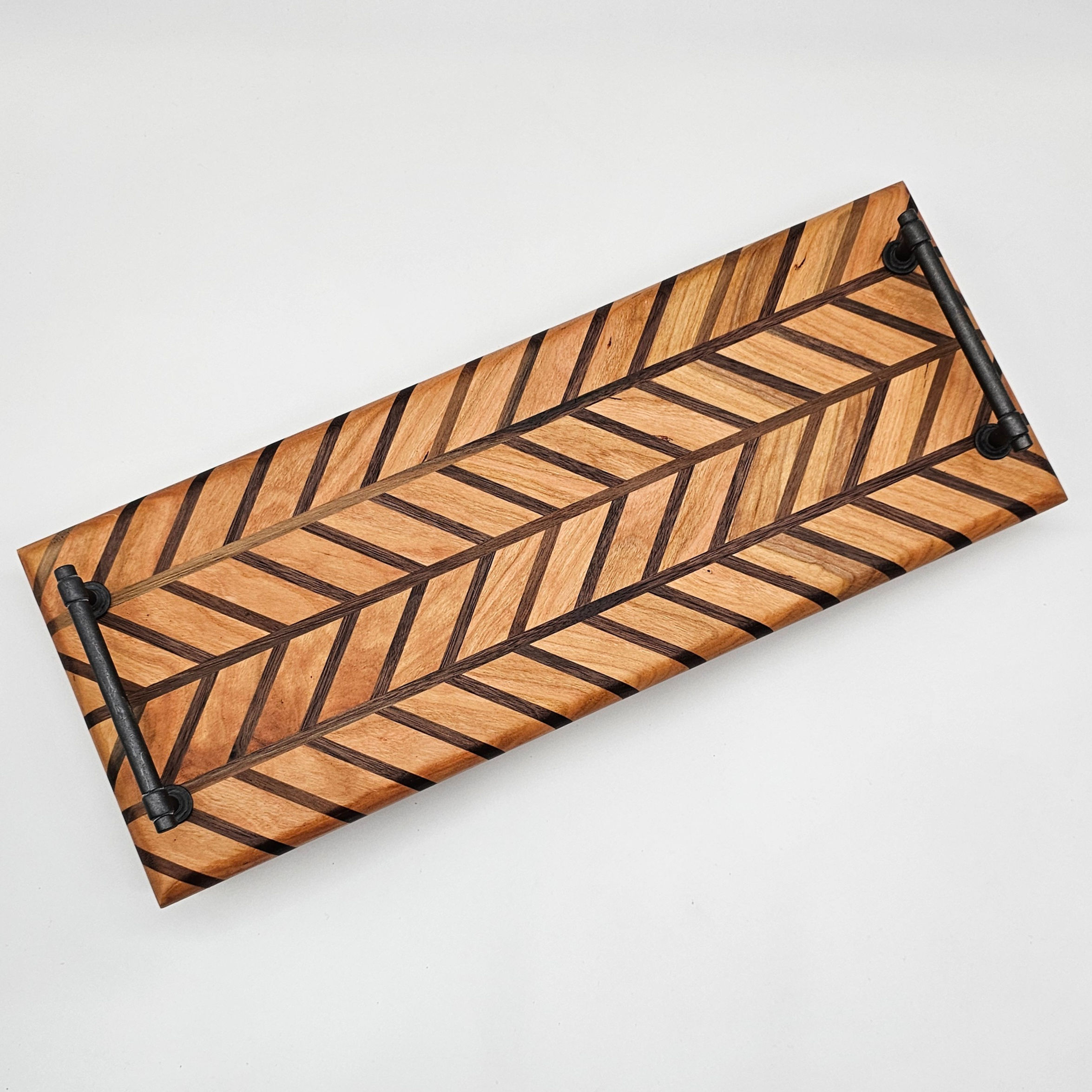 Chevron Premium Charcuterie Board-Cherry and Black Walnut