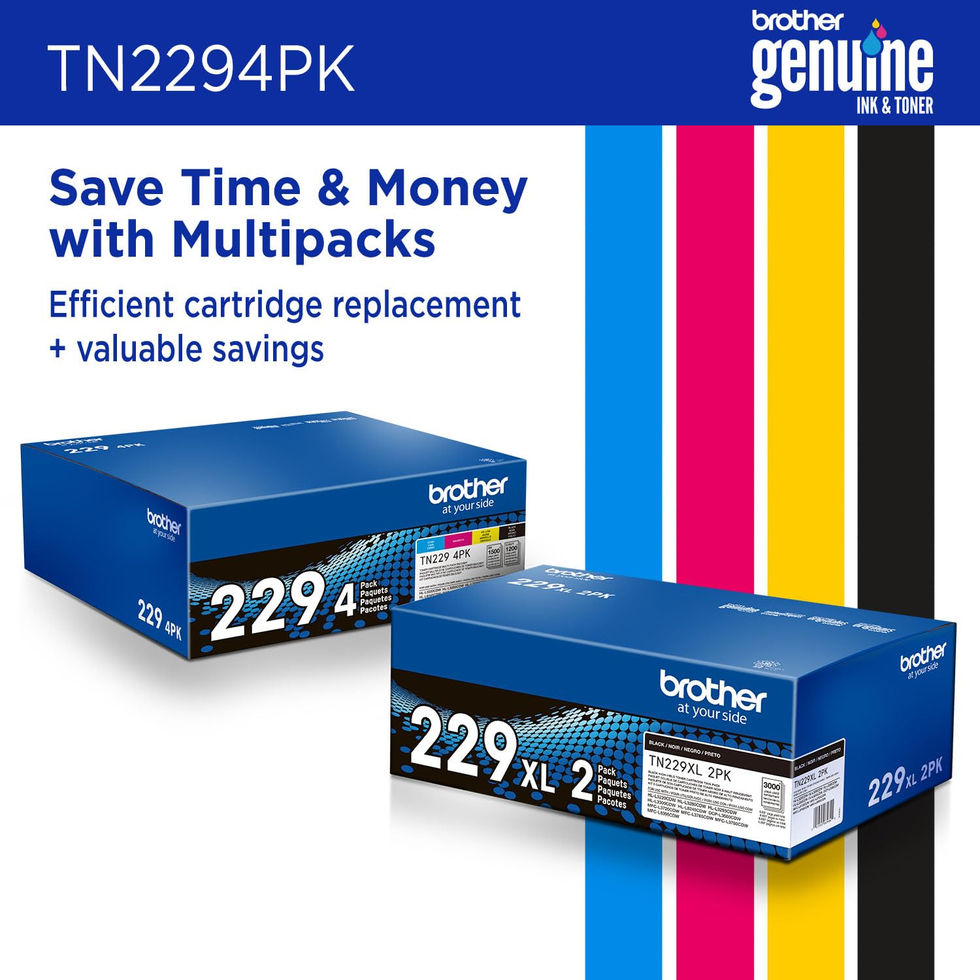 Brother TN229 4PK Standard Yield Black Toner Four Pack Long Life
