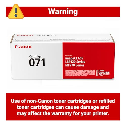 Canon Genuine 071 Black Toner warning label authentic product verification information