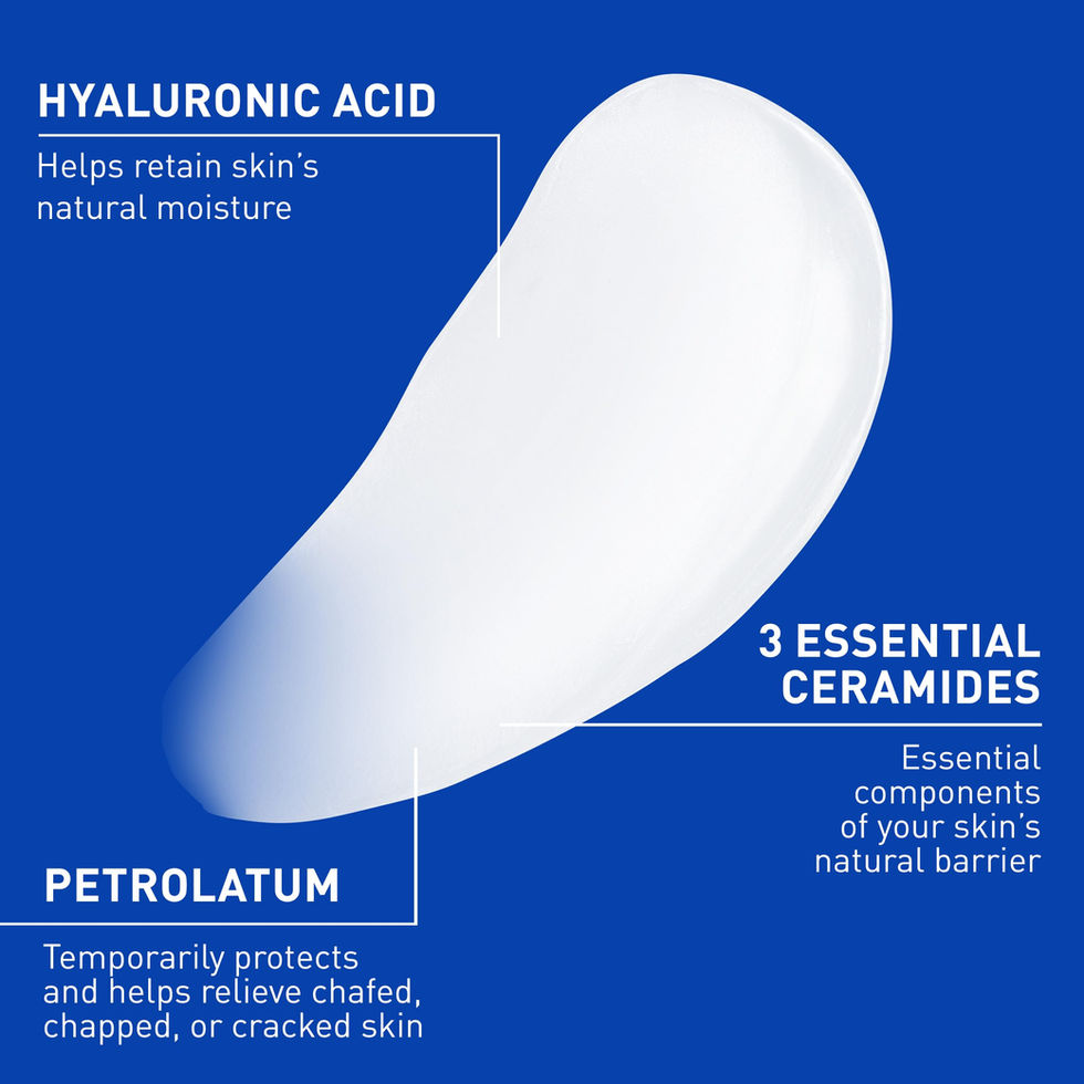 CeraVe Healing Ointment hyaluronic acid essential ceramides label showing skin restoring ingredients