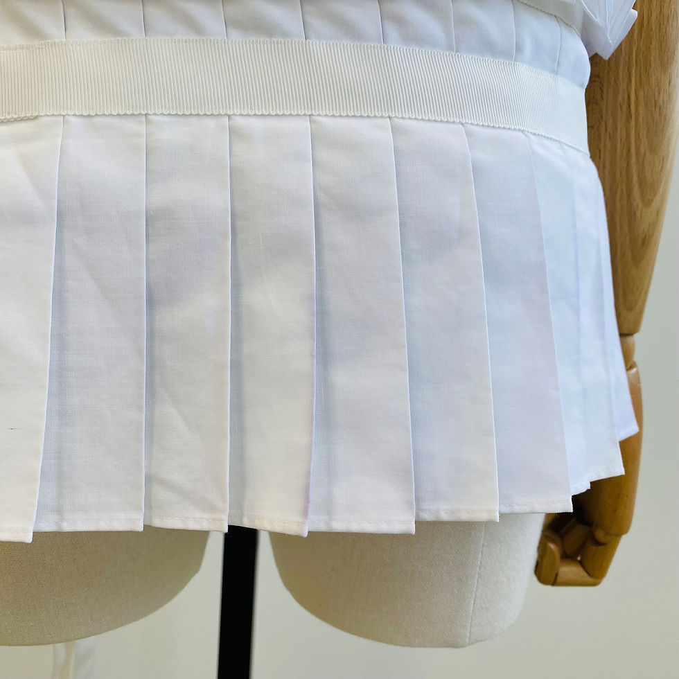 Thumbnail: Sacai Striped Tee with Adjustable Contrast White Pleat Hem