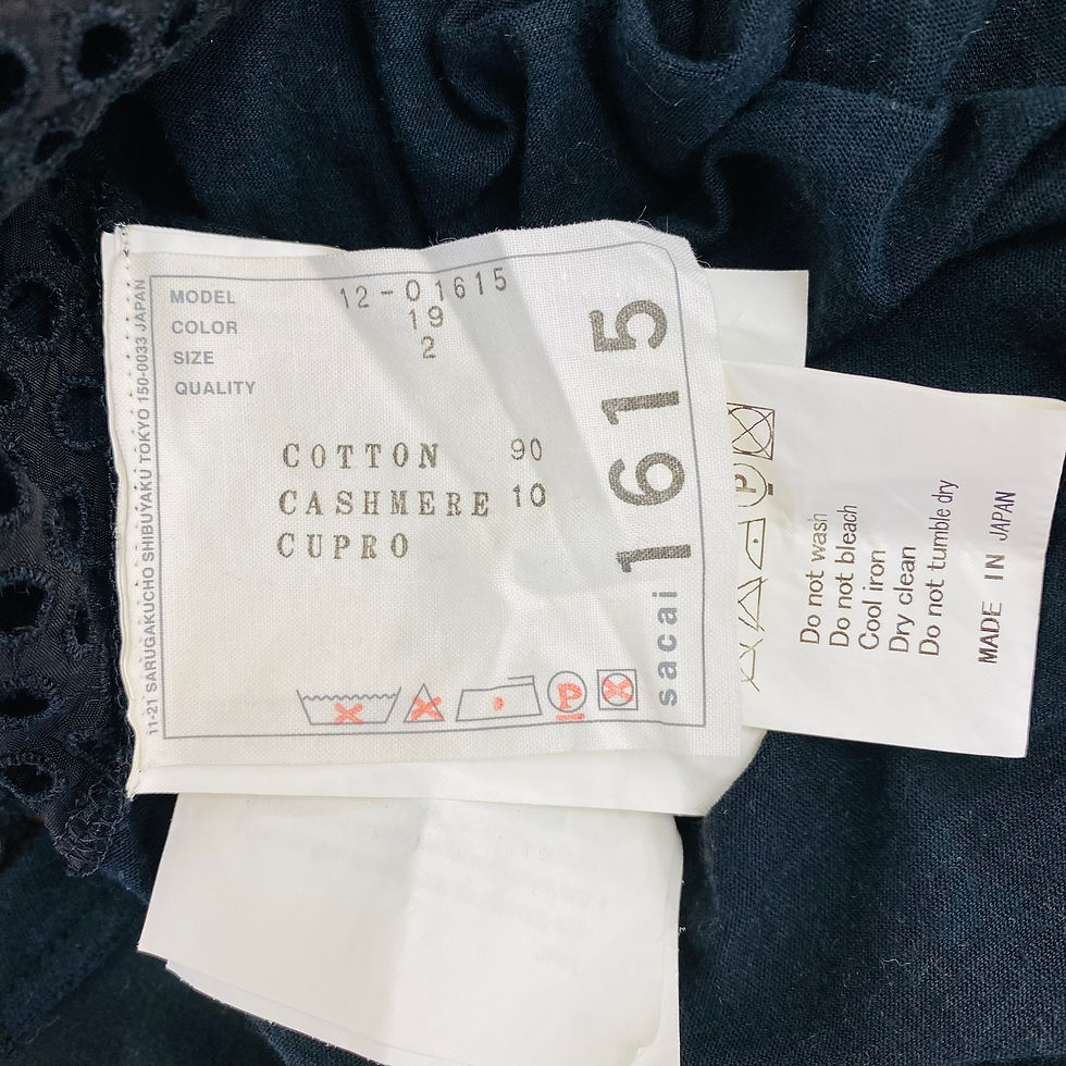 Thumbnail: Sacai Black Cotton Cashmere Tee with Contrast Eyelet Back