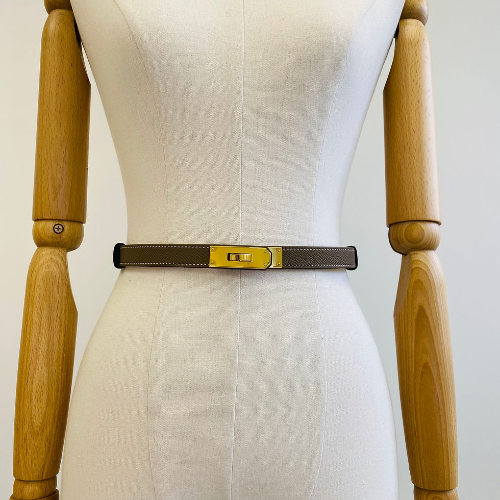 Thumbnail: Hermes Epsom Etoupe Kelly 18 Belt in Gold Hardware