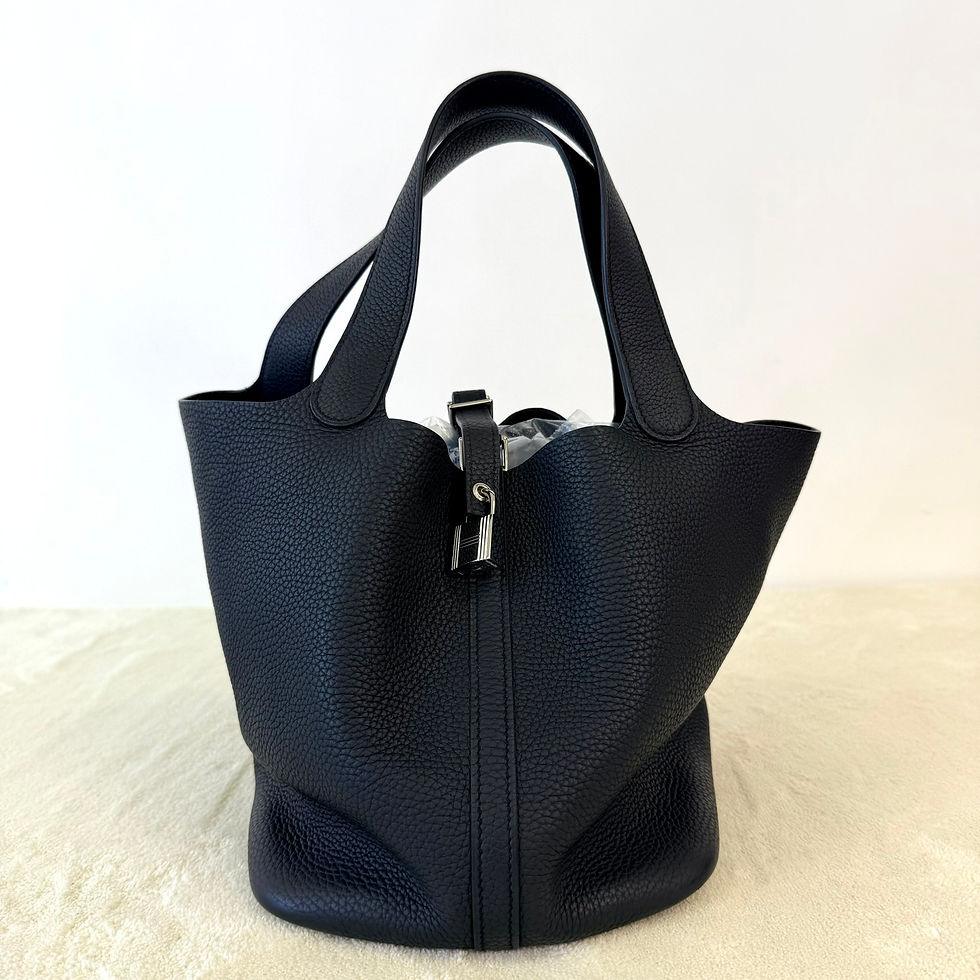 Thumbnail: Hermes Clemence Black Picotin 22