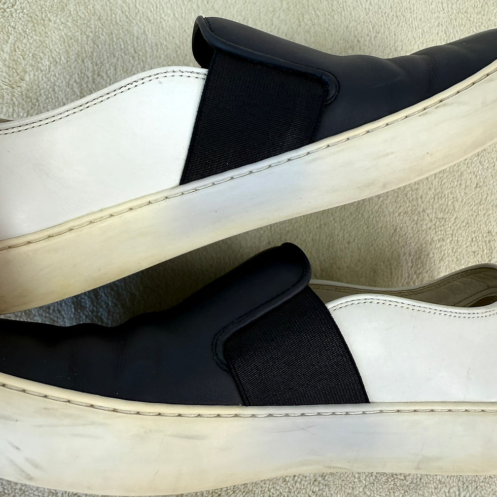 Thumbnail: Chanel Blue with White Leather Slip-Ons