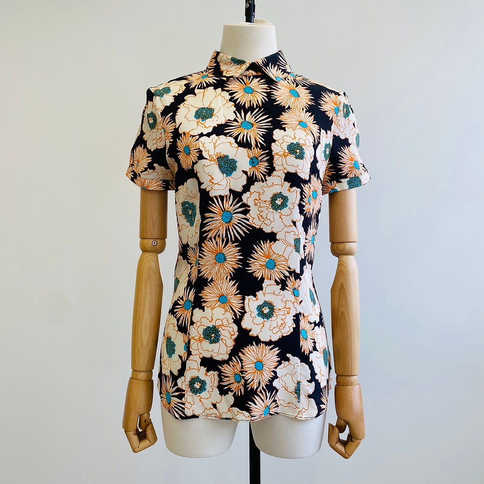 Thumbnail: Prada Floral Silk Collared Top