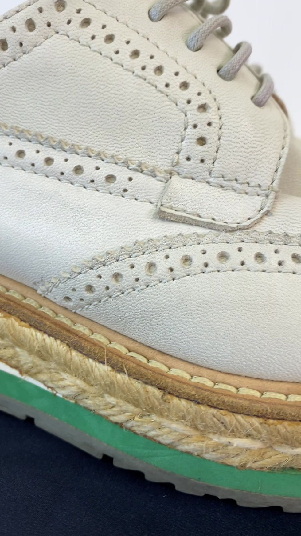 Thumbnail: Prada Brogue-Trim Espadrille Platform Leather Oxford