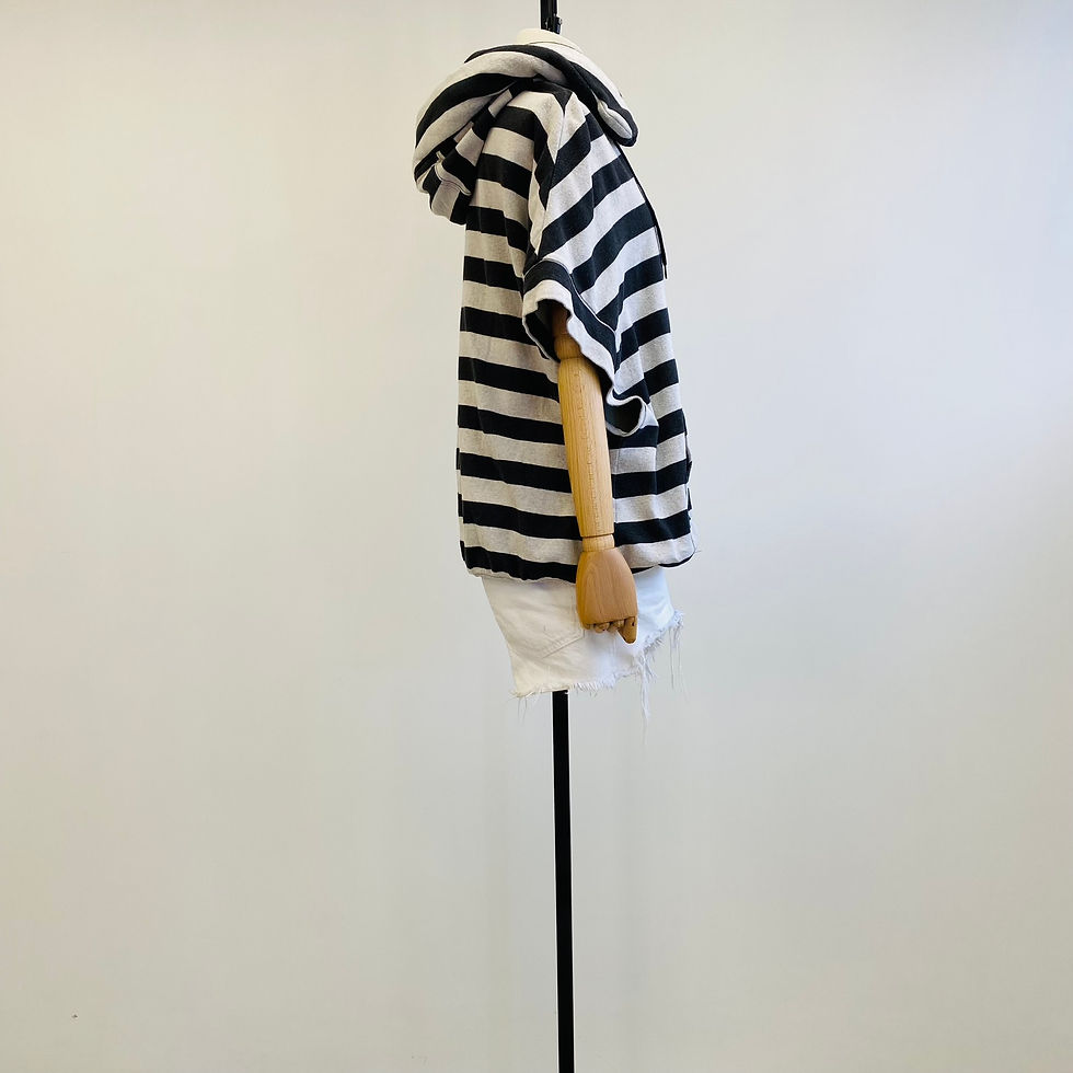 Thumbnail: Mercibeaucoup Hooded Striped Jacket with Padded Collar