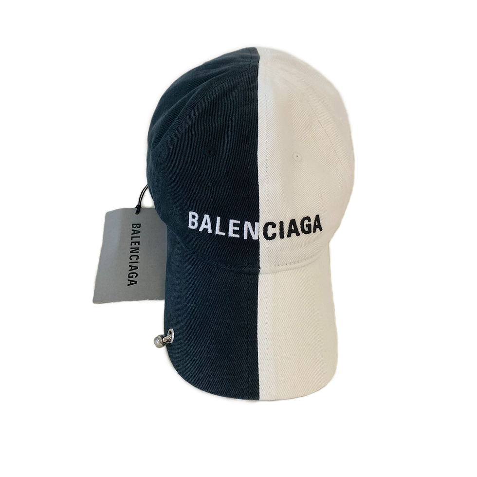 Balenciaga 50/50 Washed Cotton Baseball Cap with Piercing