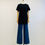 Thumbnail: T by Alexander Wang Black Cotton Tunic Tee with Meshed Hem