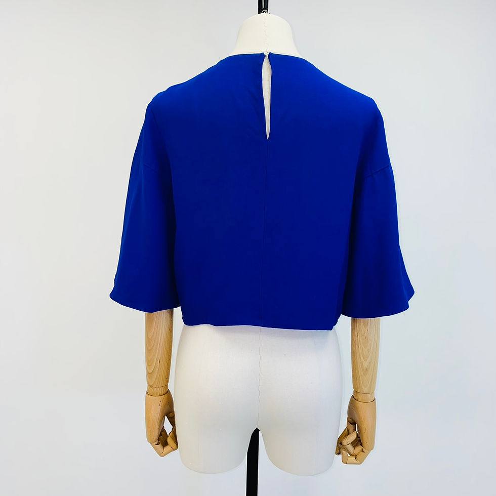 Thumbnail: Alexander McQueen Blue Short-Sleeves Fluid Cropped Top