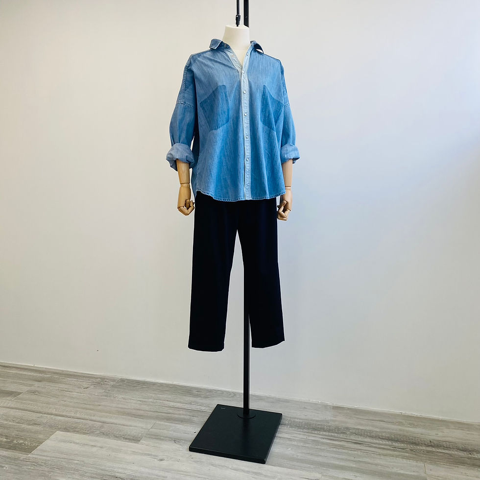 Thumbnail: EDIT Oversize Denim Shirt with Shaded Chest Pockets