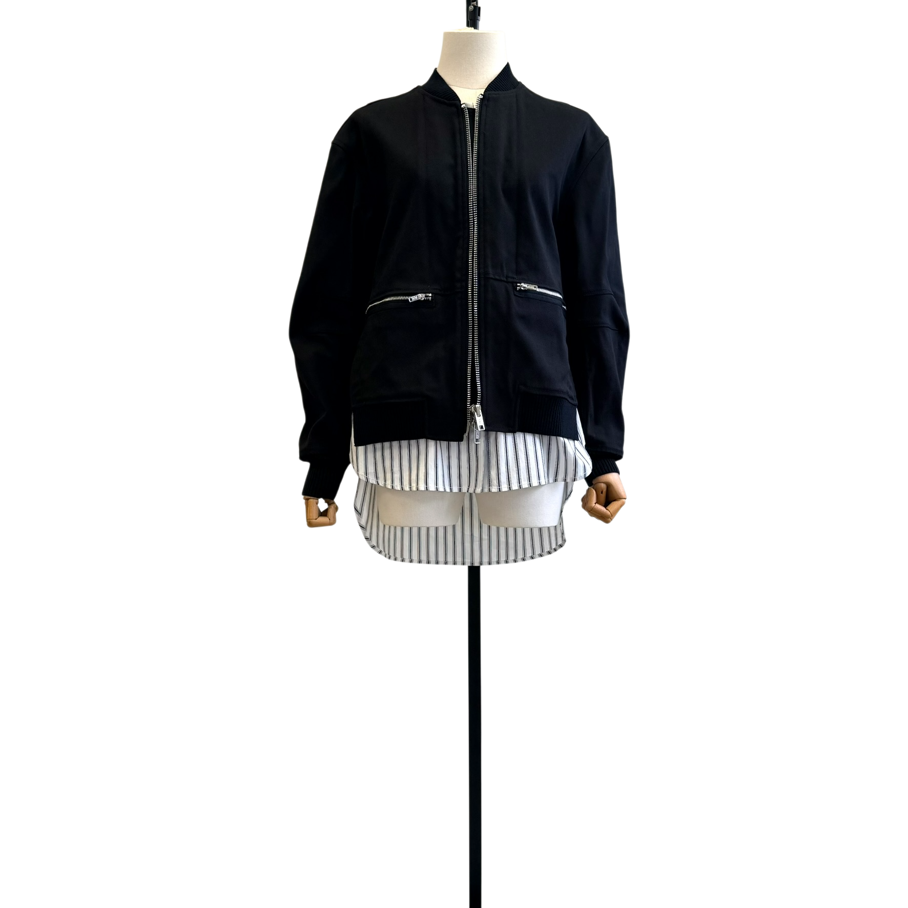 Phillip Lim Trompe Loeil L'oeil Bomber with Contrast Striped Layering
