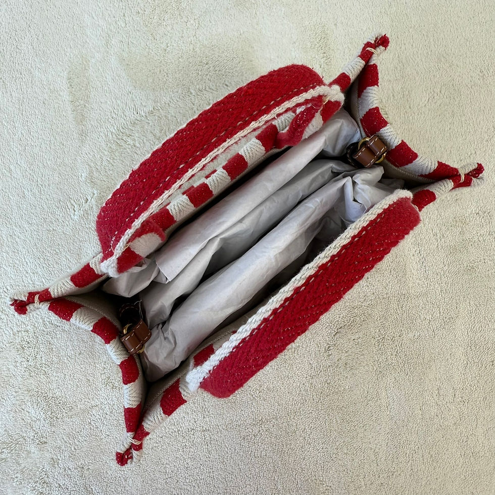 Thumbnail: Celine Canvas Striped Triomphe Small Cabas Tote Bag