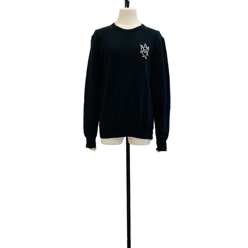 Alexander McQueen 'AMQ' Crystal Decorated Black Sweatshirt