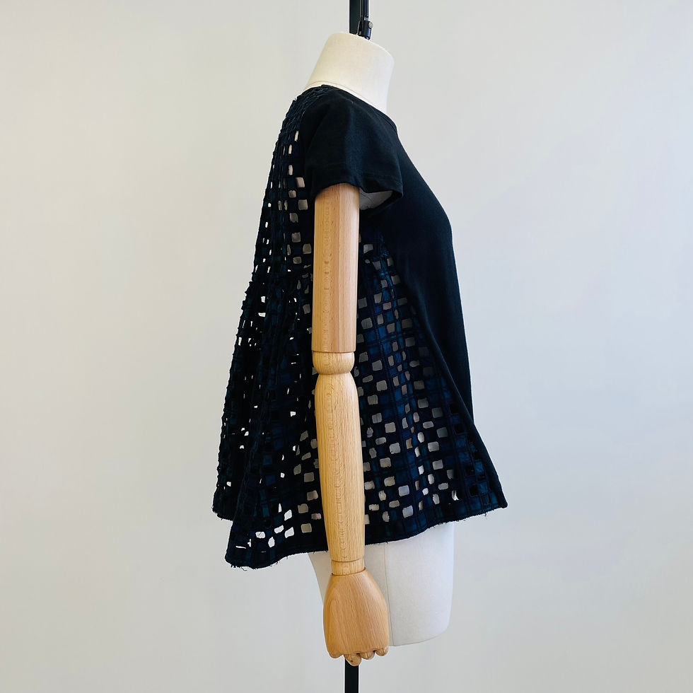 Thumbnail: Sacai Black Linen Tee with Contrast Cut-Out Back