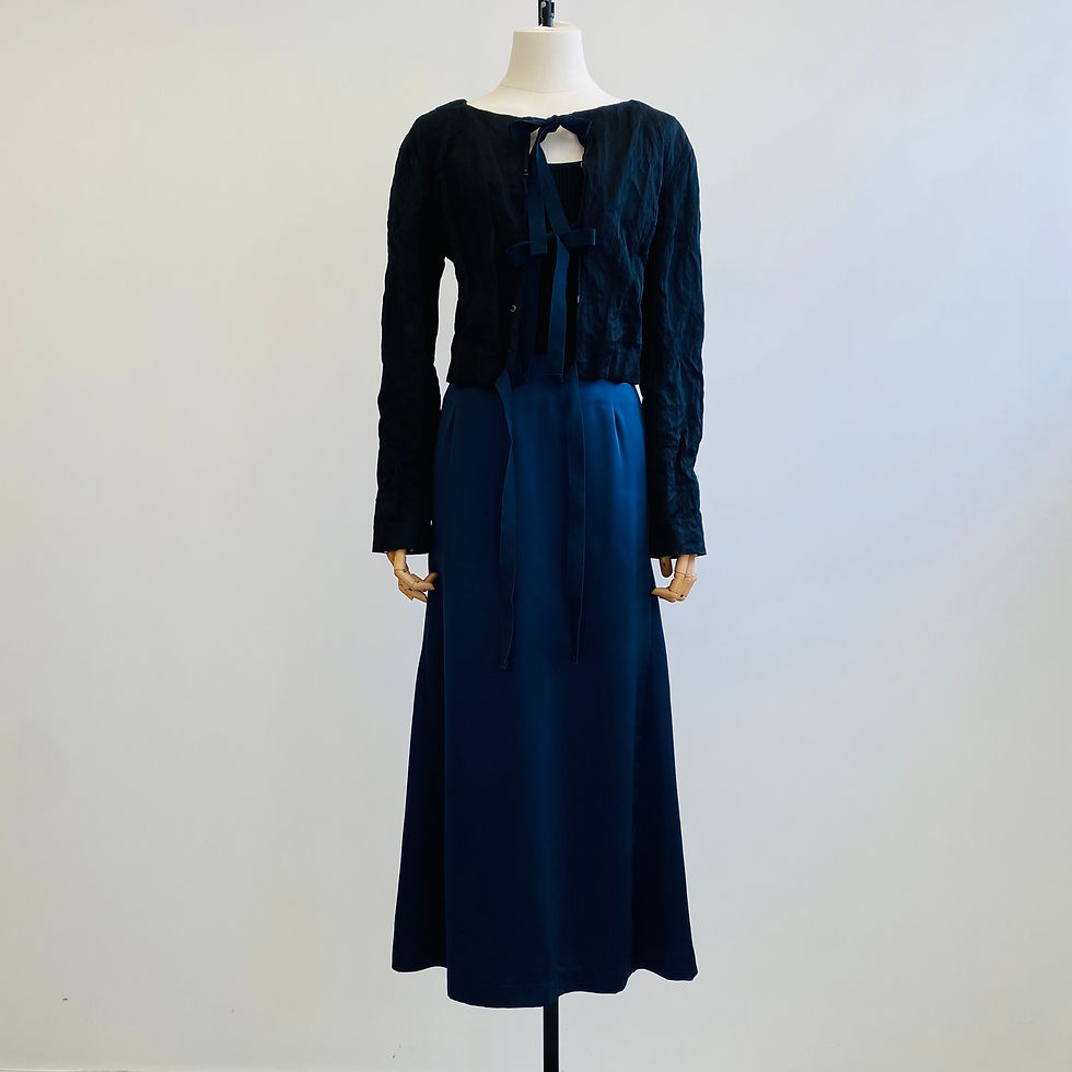 Thumbnail: Prada SS09 Look 6 Black Short Creased Jacket with Front Ribbon Ties