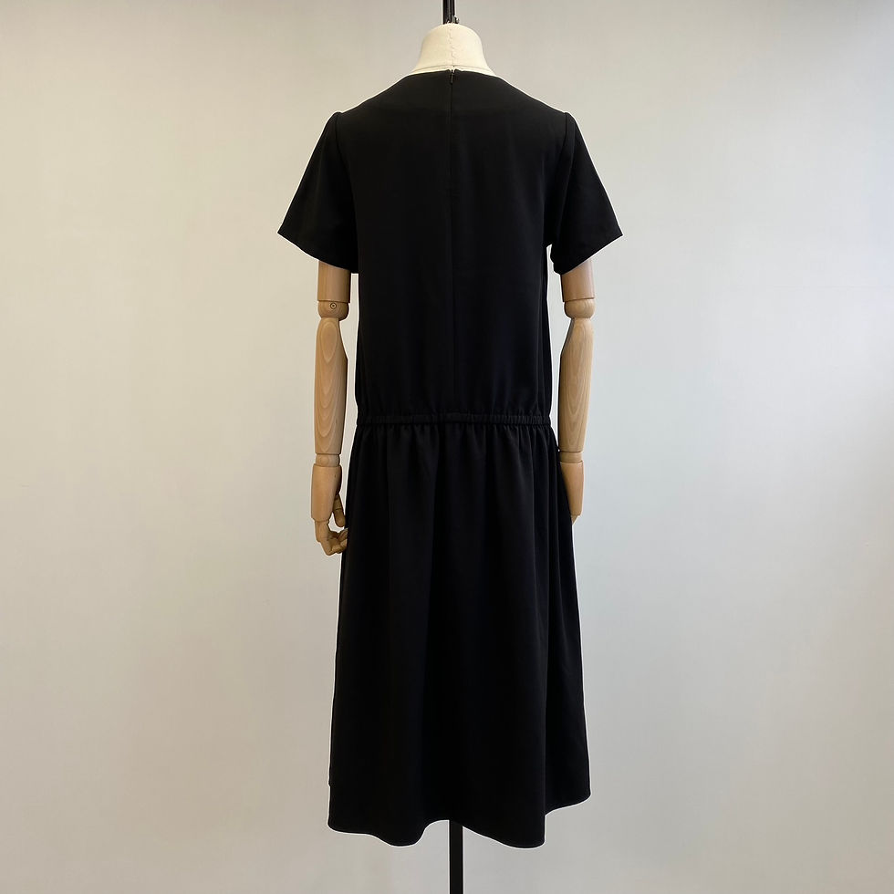 Thumbnail: EDIT Black Short-Sleeves Calf-Length Dress