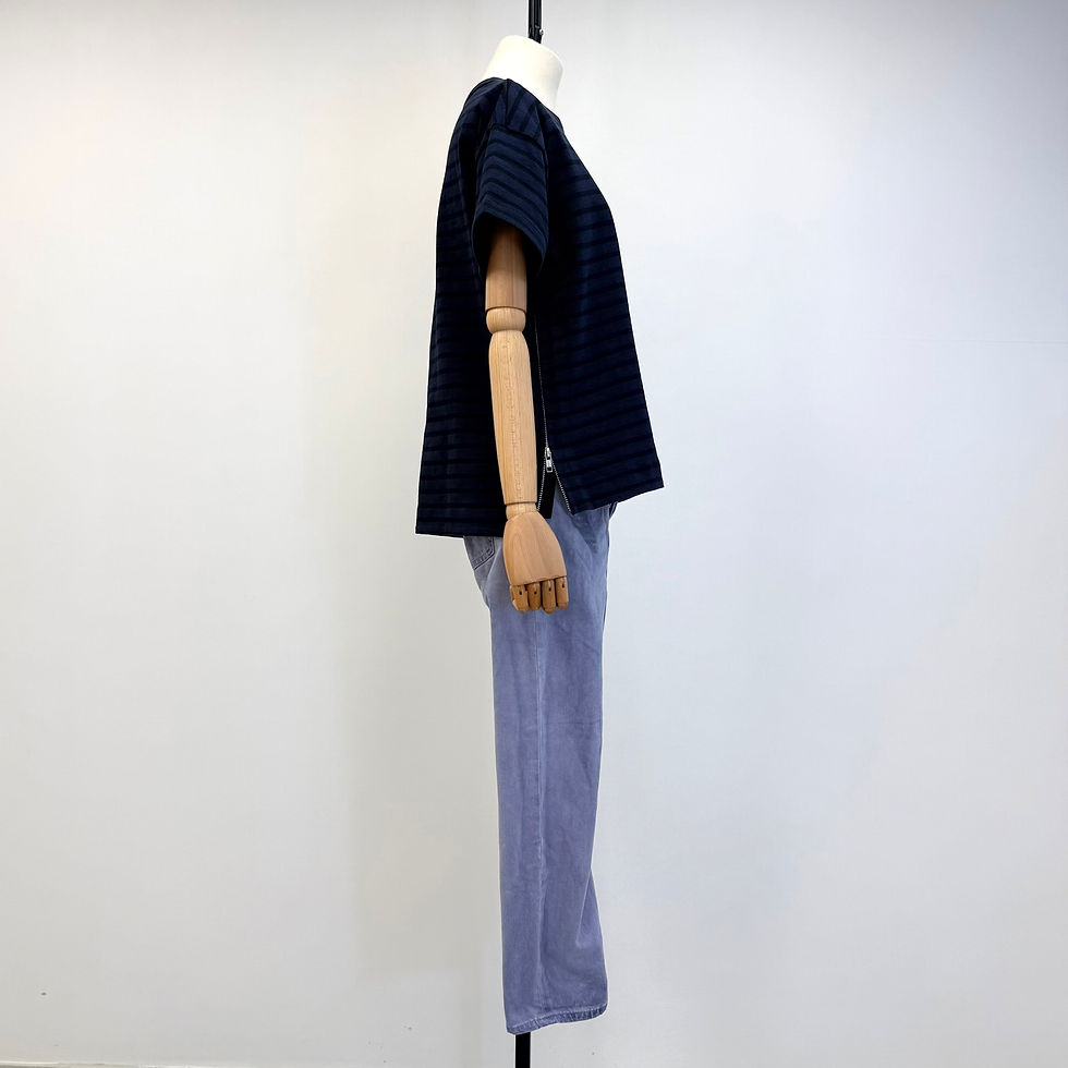 Thumbnail: Sacai Navy Striped Tee with Side Zips