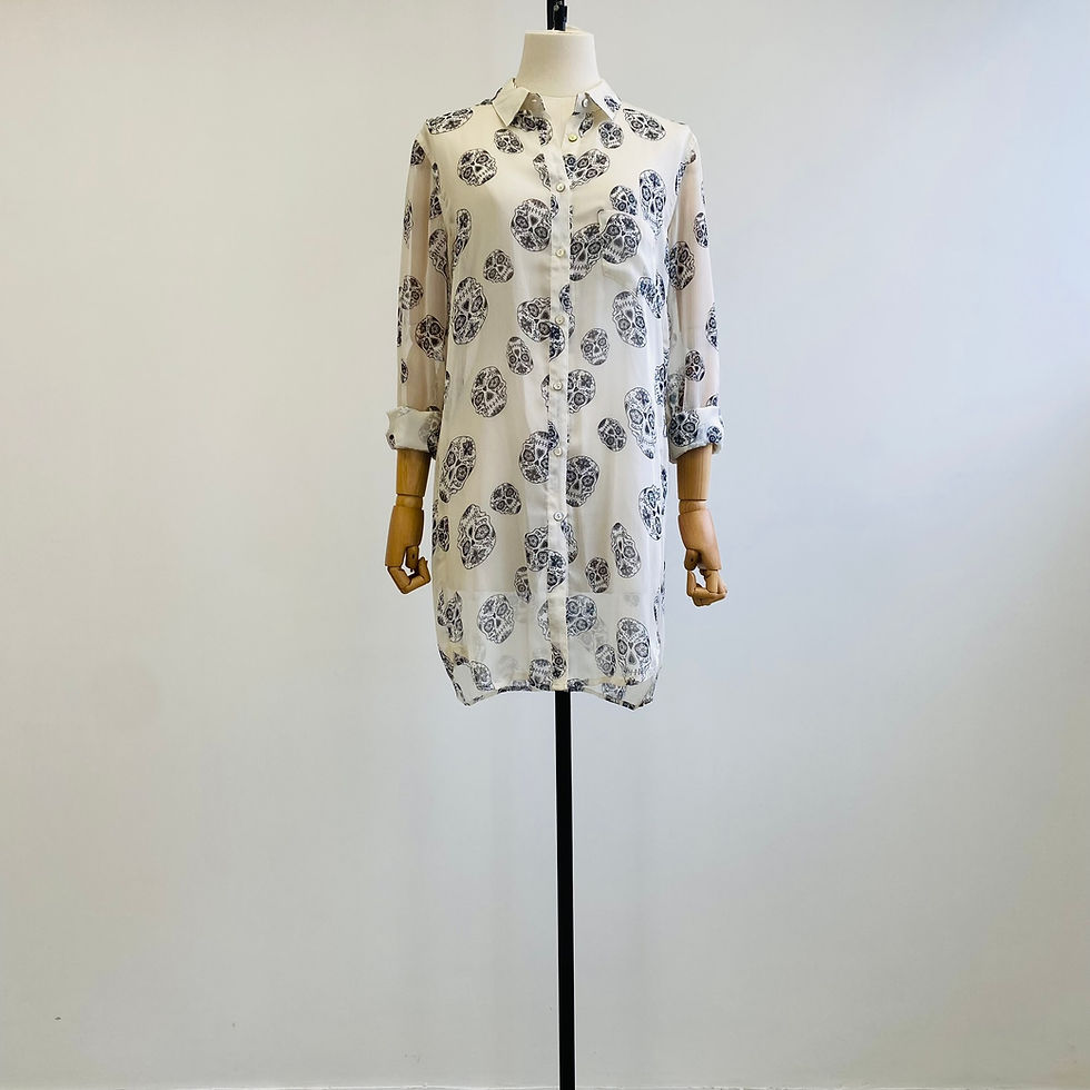Thumbnail: Rookie-Bud Chiffon Shirt Dress with Skull Motifs