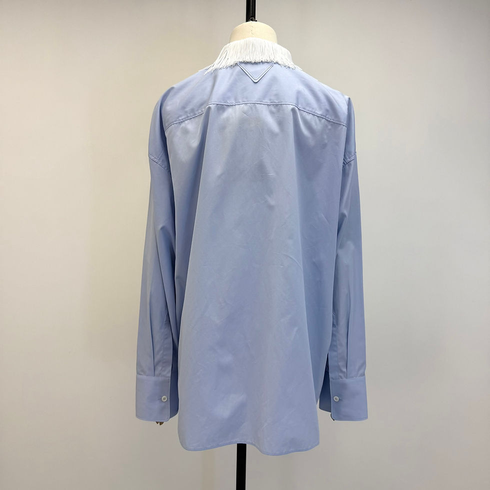 Thumbnail: Prada Poplin Shirt with Contrast Fringe-Trimmed Collar