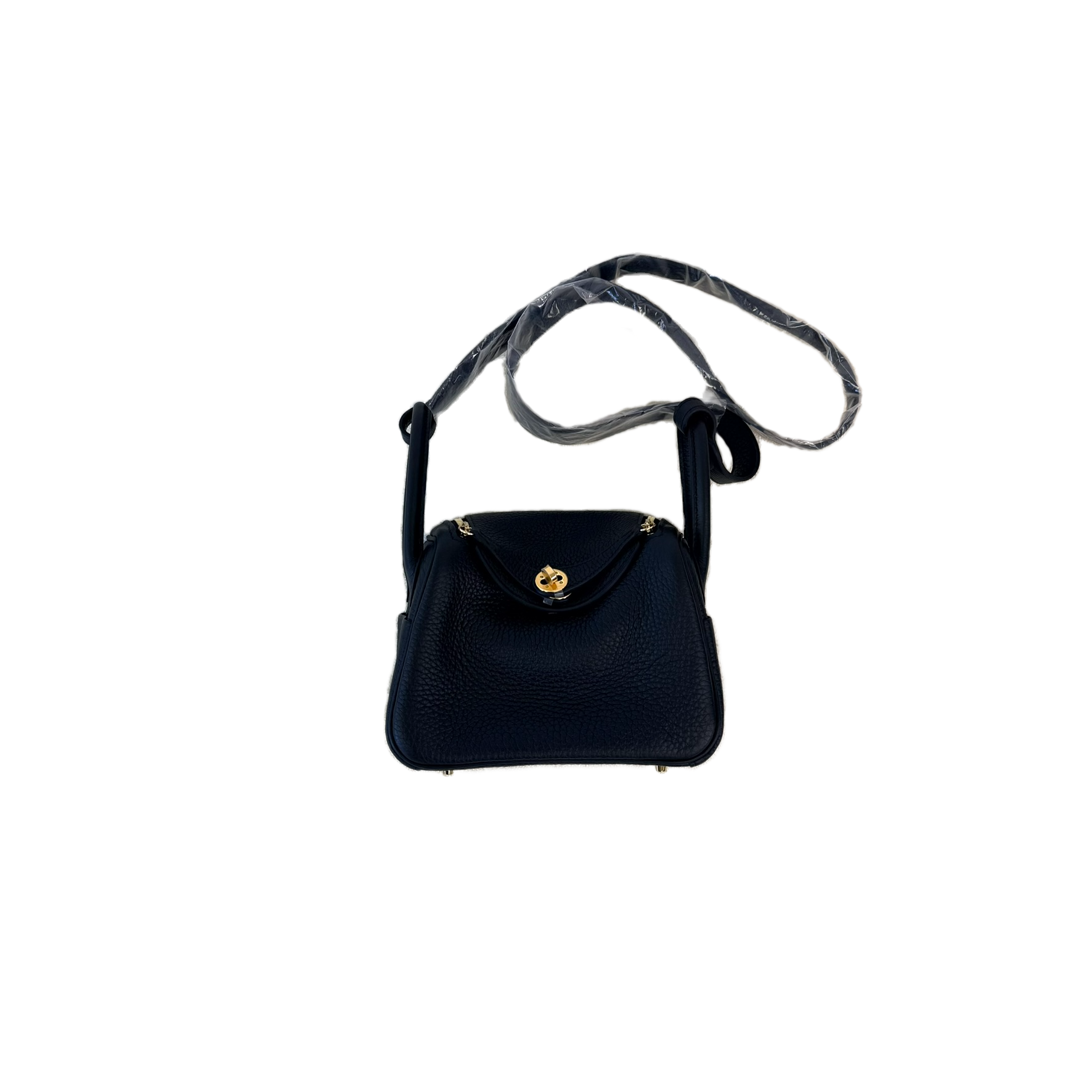 Hermes Mini Lindy II in Black with Gold Hardware