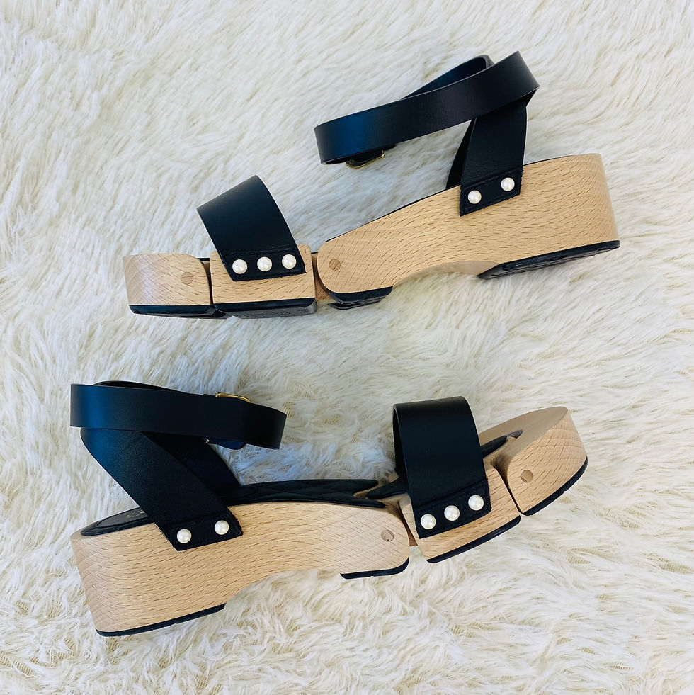 Thumbnail: Chanel Clog Sandals with Decorative Pearls and Ankle Strap