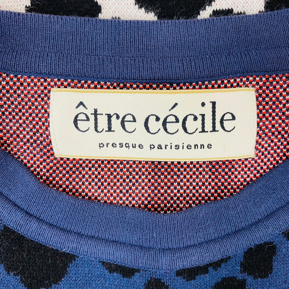 Thumbnail: Etre Cecile Navy Striped Leopard Print Jersey Knit Sweater