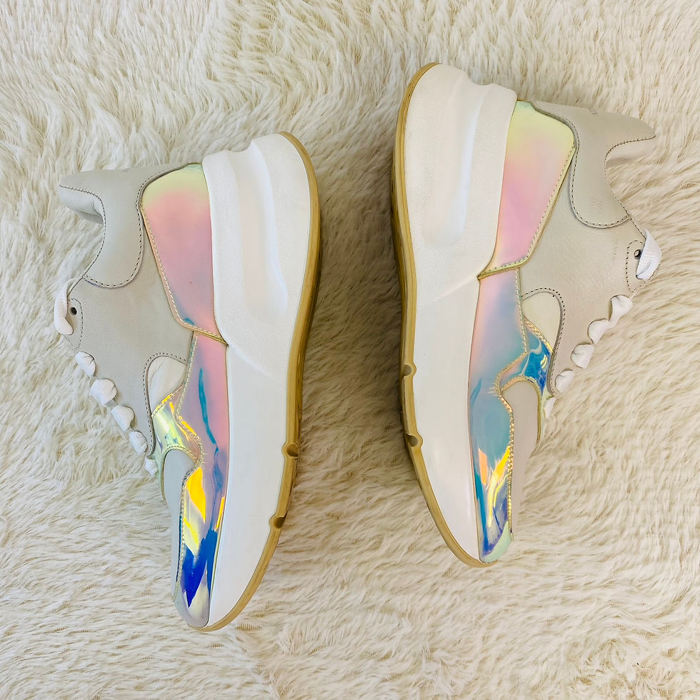 Thumbnail: Alexander McQueen Lace-Up Chunky Leather Platform Sneakers with Iridescent Trims