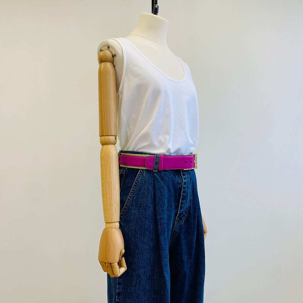 Thumbnail: Gucci Pink Leather/Woven Reversible Belt