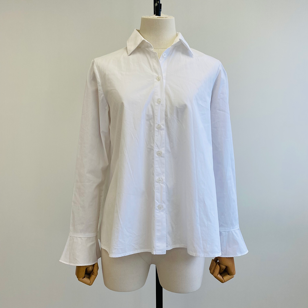 Thumbnail: EDIT White Popeline Shirt with Ruffle Cuffs