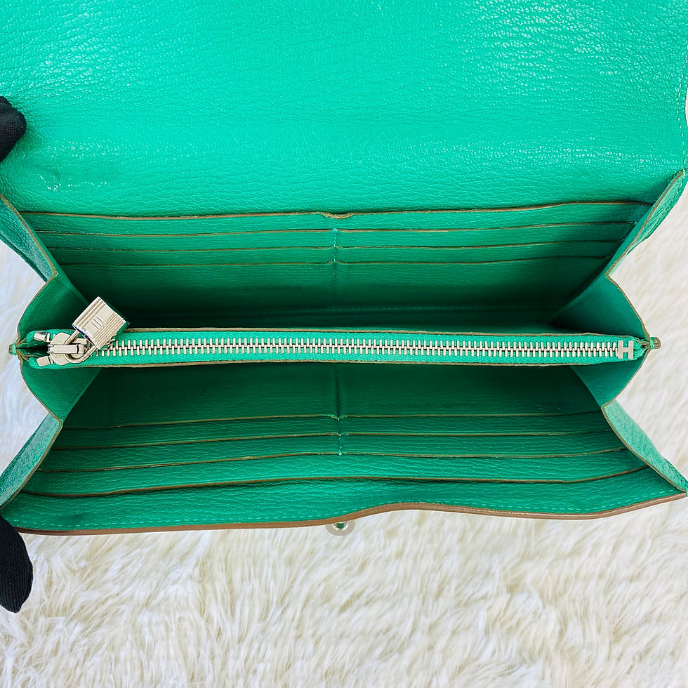 Thumbnail: Hermes Bamboo Green Classic Kelly Long Wallet
