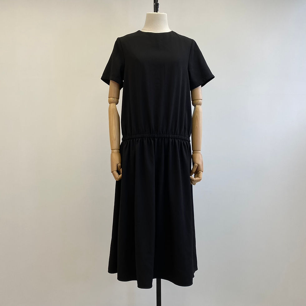 Thumbnail: EDIT Black Short-Sleeves Calf-Length Dress