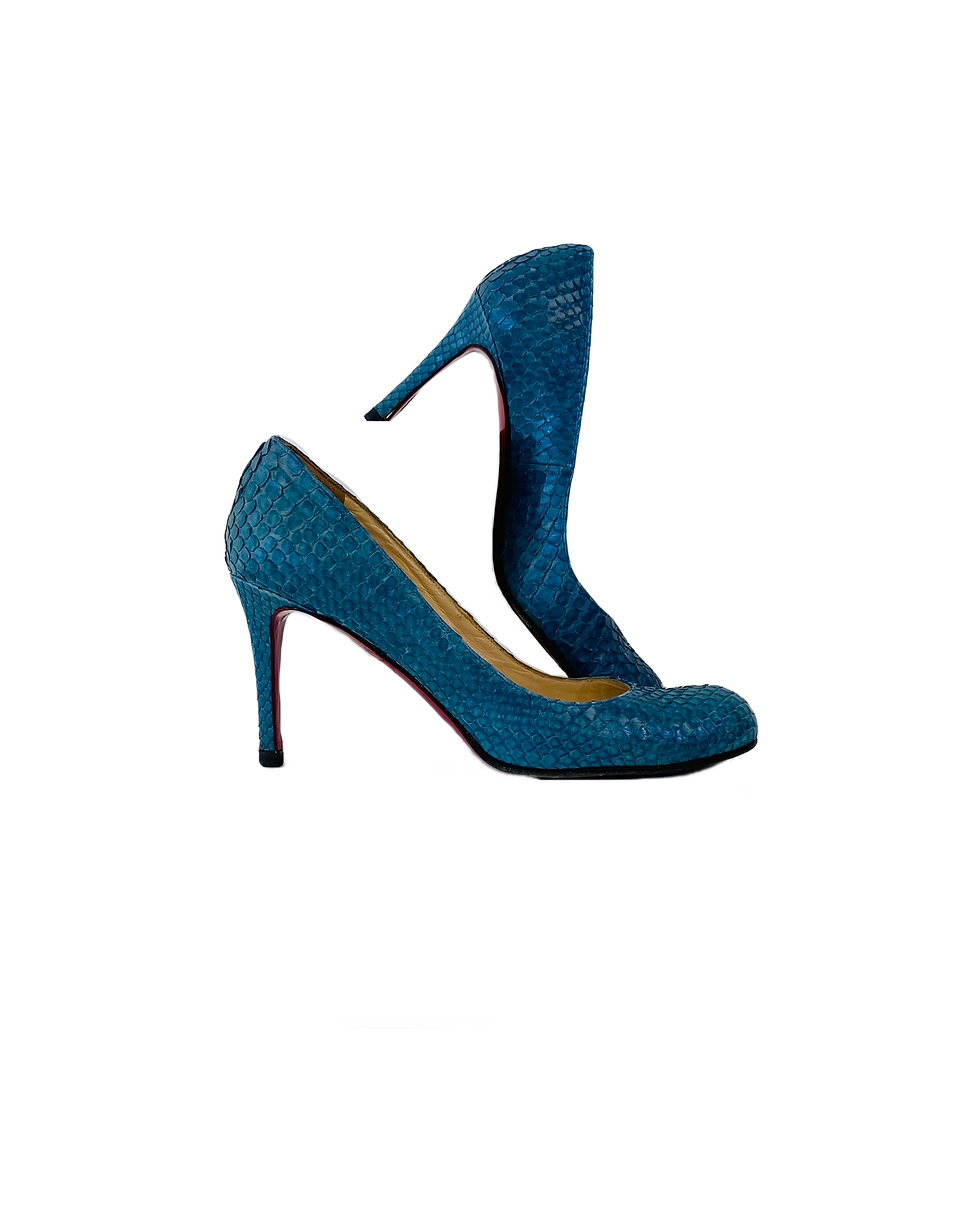Christian Louboutin Python Round-Toe Pumps